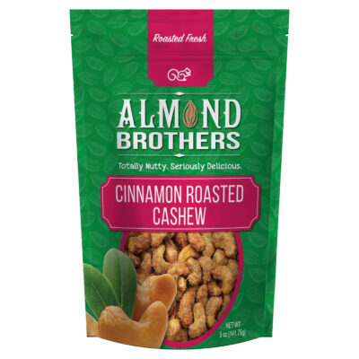 cinnamon roasted cashews package from Almond Brothers
